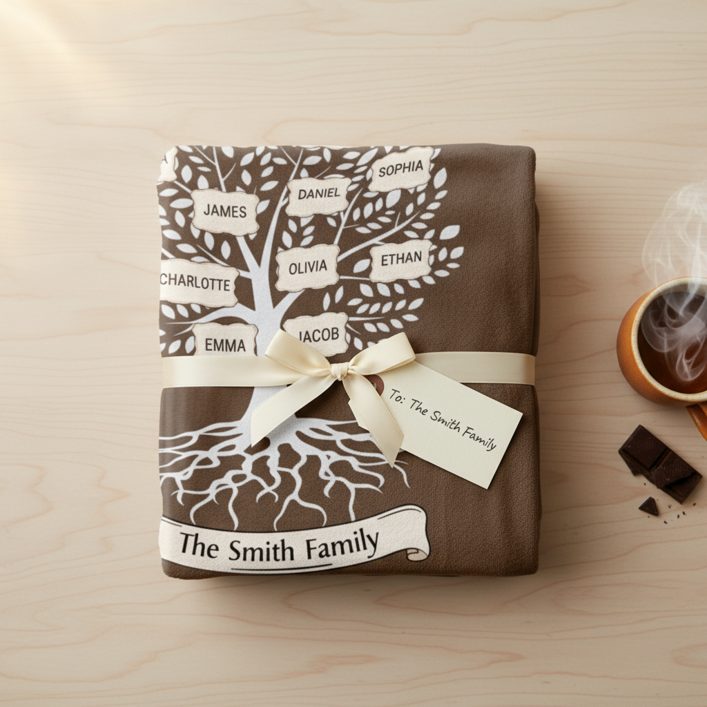 Personalized "Our Family Tree" Multigenerational Family Blanket