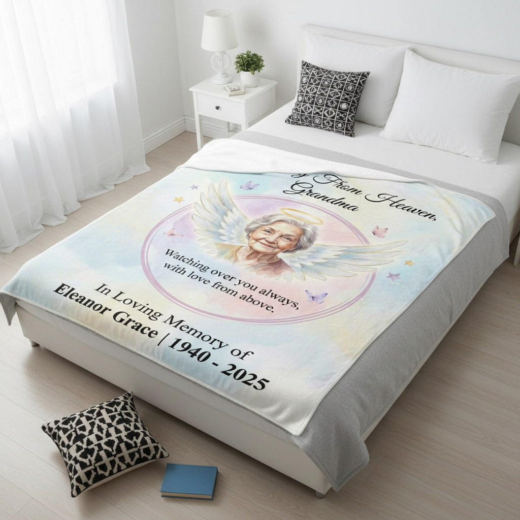 Custom Photo Grandma Memorial Blanket | Sympathy Gift
