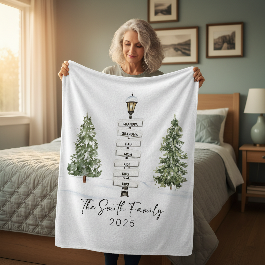 Personalized Family Tree Multigeneration Family Blanket