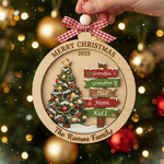 Personalized Family Christmas Signpost 3-Layer Double-Sided Wooden Ornament