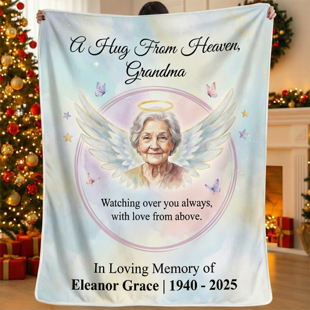 Custom Photo Grandma Memorial Blanket | Sympathy Gift
