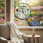 Birth Flower Garden Stained Glass Suncatcher Ornament for Grandma – Personalized Month Bloom Window Keepsake