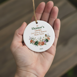 Floral Garden Ceramic Ornament for Grandma – Personalized Name and Year Memory Keepsake