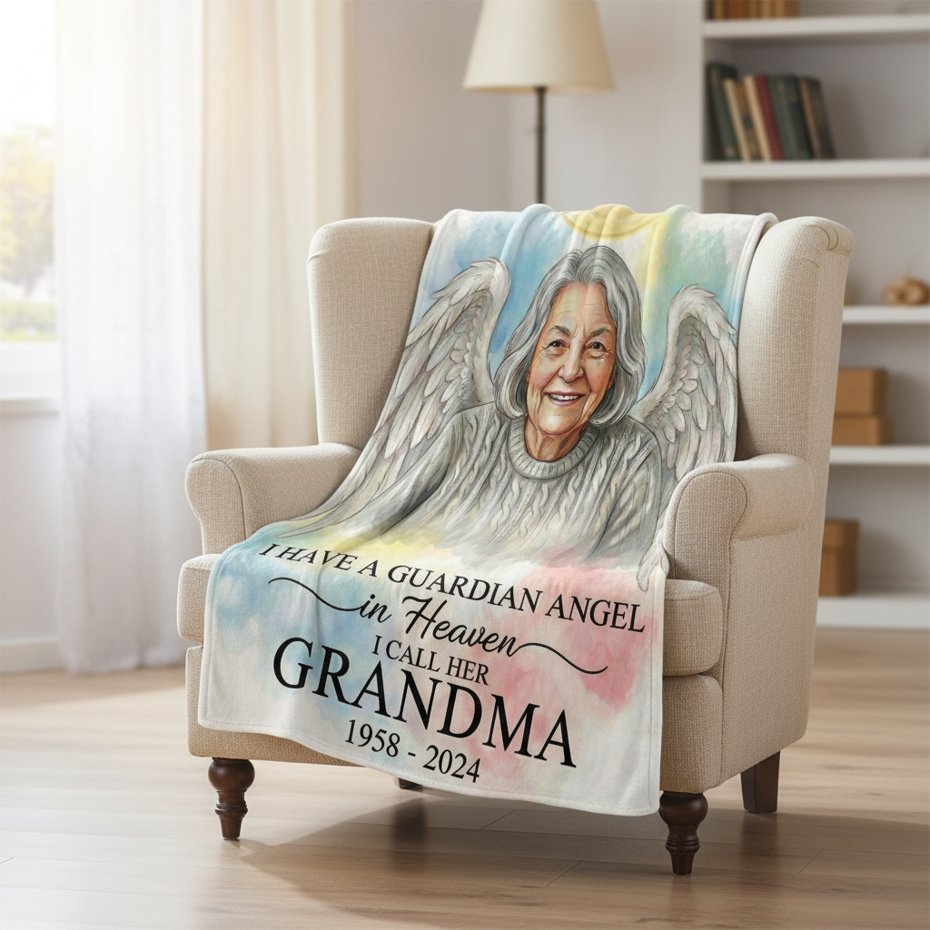 Personalized Grandma Memorial Photo Blanket | Sympathy Gift