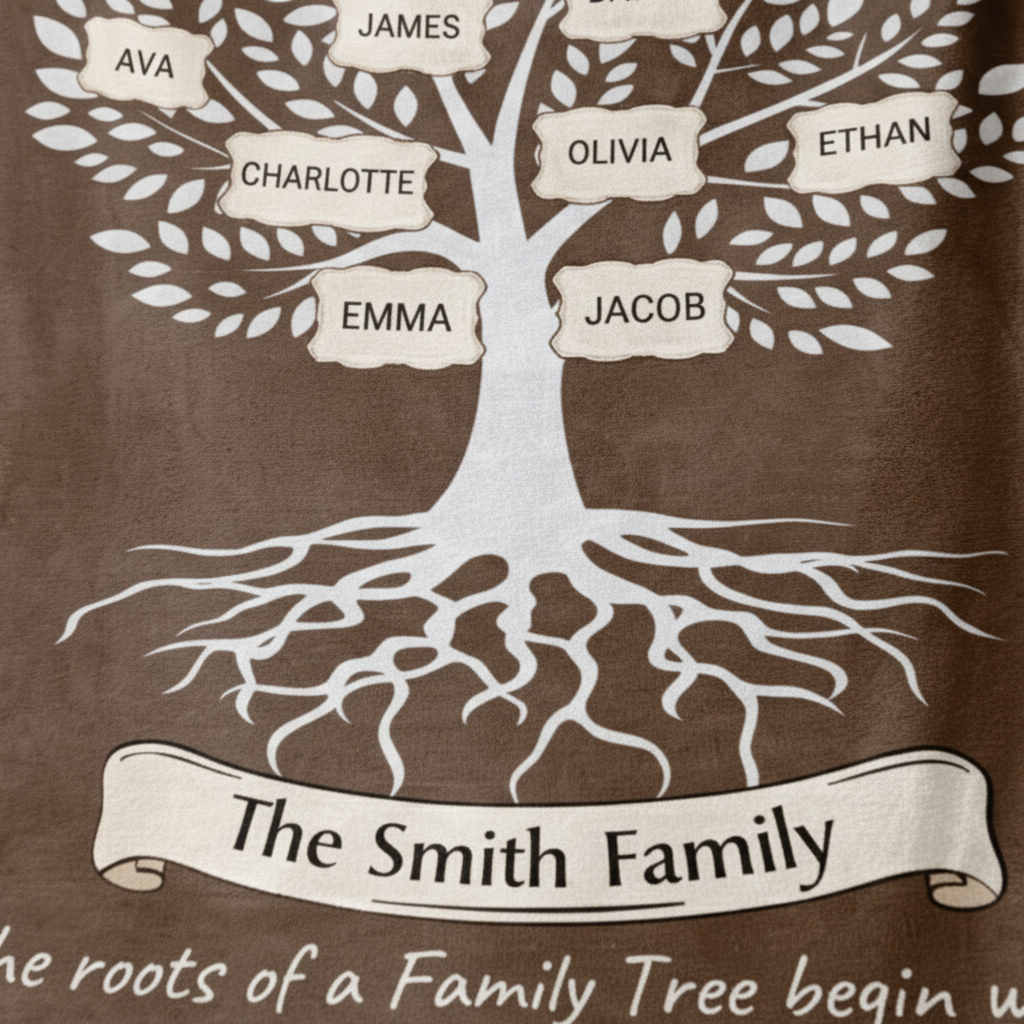 Personalized "Our Family Tree" Multigenerational Family Blanket
