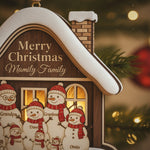 Personalized Family Snowman House Christmas 3 Layered Wooden Ornament