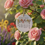 Birth Flower Ceramic Ornament for Grandma – Personalized Grandkids Name Garden Keepsake