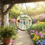Birth Flower Garden Stained Glass Suncatcher Ornament for Grandma – Personalized Month Bloom Window Keepsake