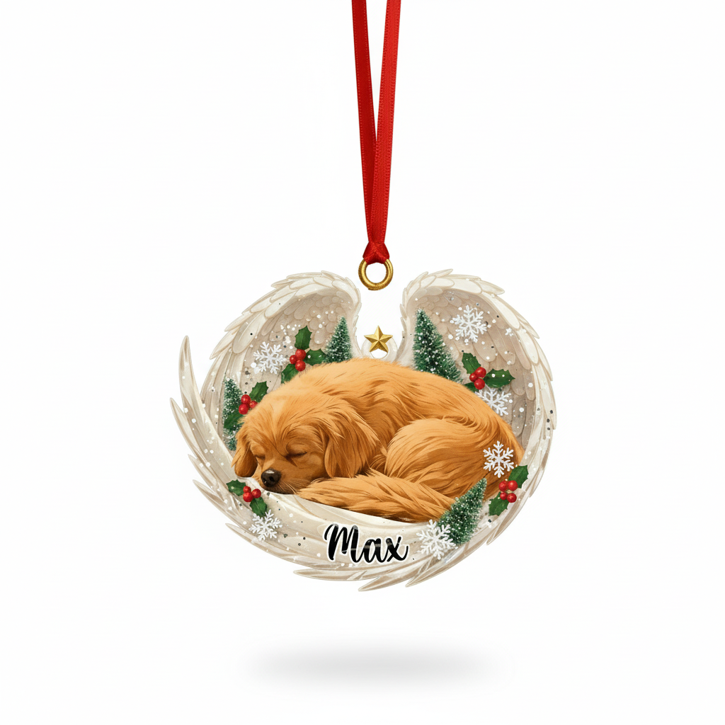 Memorial Angel Wings Ornament for Pet Lovers – Custom Photo Acrylic Keepsake