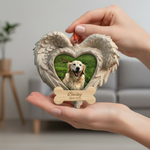 Memorial Heart Wings Ornament for Pet Lovers – Custom Photo Wooden Keepsake