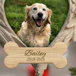 Memorial Heart Wings Ornament for Pet Lovers – Custom Photo Wooden Keepsake