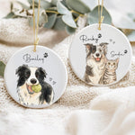 Personalized Watercolor Pet Photo Ceramic Ornament