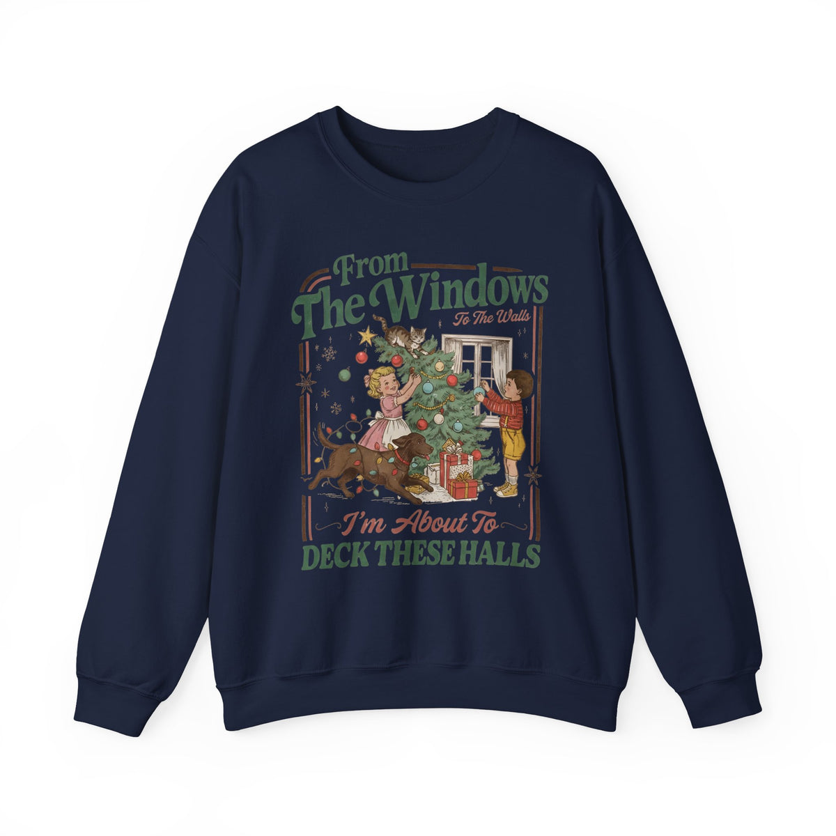 Vintage Christmas “Deck These Halls” Sweatshirt – From The Windows Holiday Crewneck