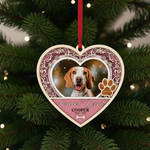 Memorial Heart Paw Ornament for Pet Lovers – Custom Photo Wooden Keepsake