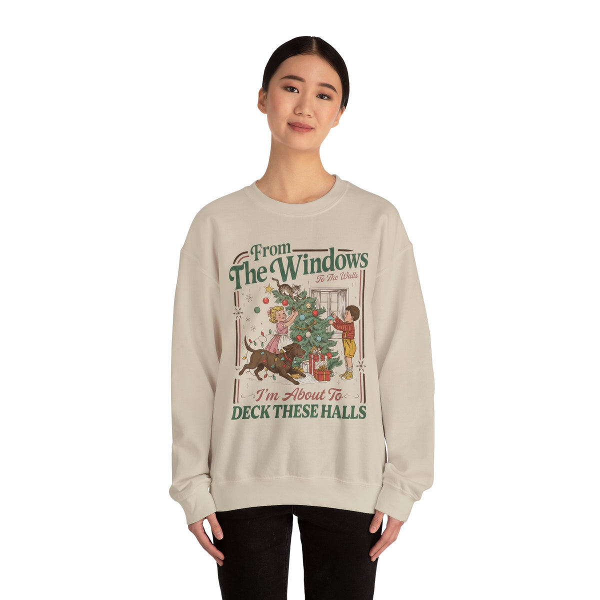 Vintage Christmas “Deck These Halls” Sweatshirt – From The Windows Holiday Crewneck
