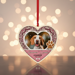 Memorial Heart Paw Ornament for Pet Lovers – Custom Photo Wooden Keepsake