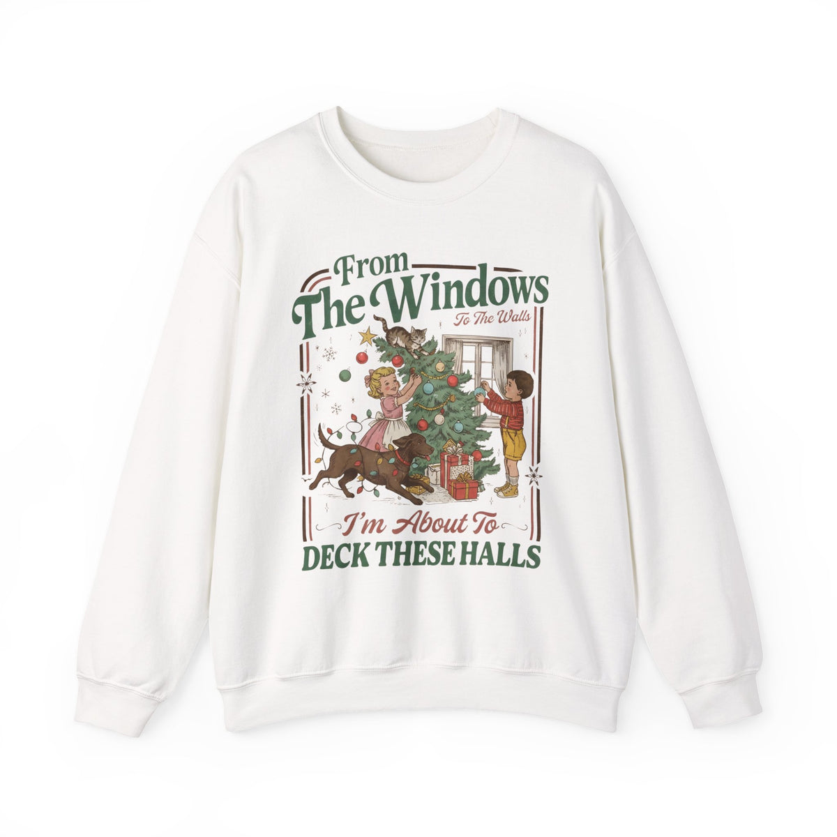 Vintage Christmas “Deck These Halls” Sweatshirt – From The Windows Holiday Crewneck