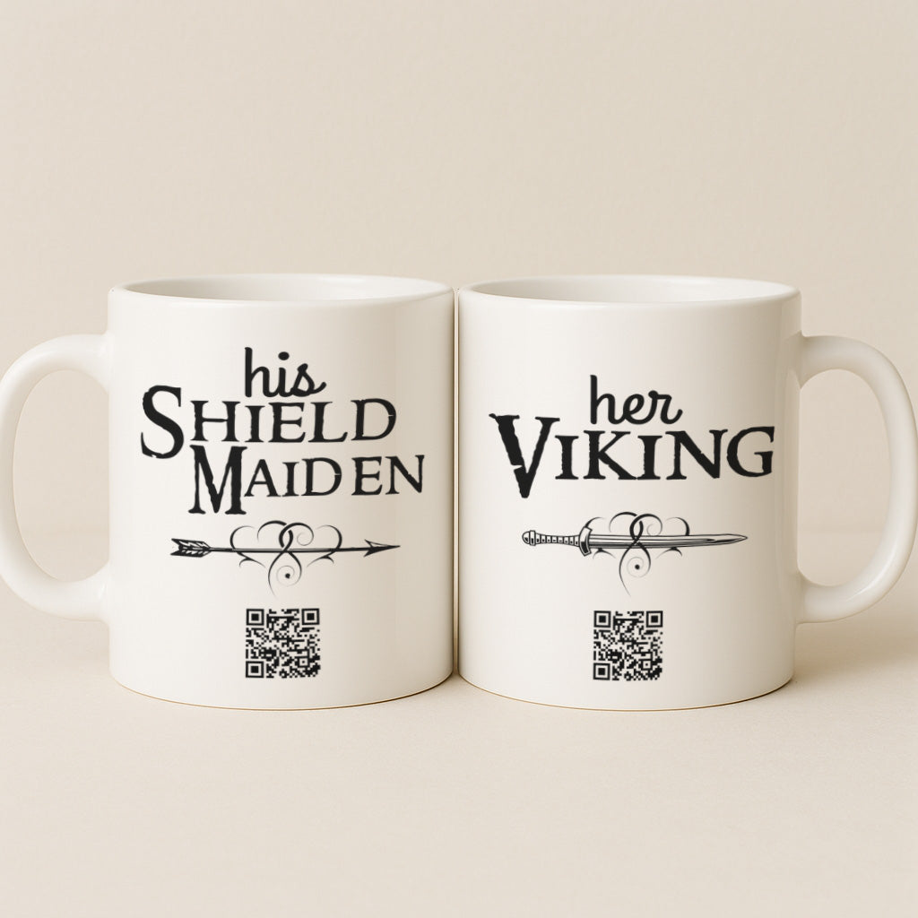 Her Viking & His Shieldmaiden Couple Interactive QR Mug