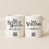 Her Viking & His Shieldmaiden Couple Interactive QR Mug