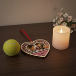 Memorial Heart Paw Ornament for Pet Lovers – Custom Photo Wooden Keepsake