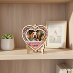 Memorial Heart Paw Ornament for Pet Lovers – Custom Photo Wooden Keepsake