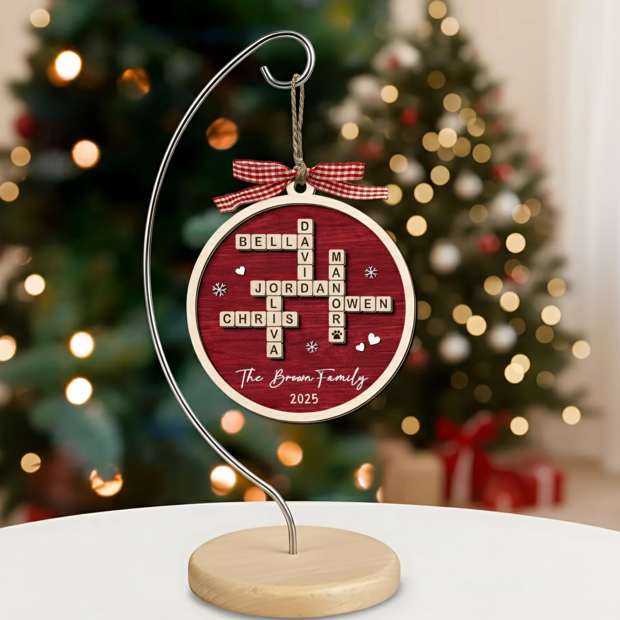 Personalized Family Crossword Puzzle Art Ornament