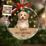 Personalized Photo Dog's First Christmas Ornament