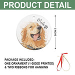 Christmas Watercolor Pet Portrait Ceramic Ornament