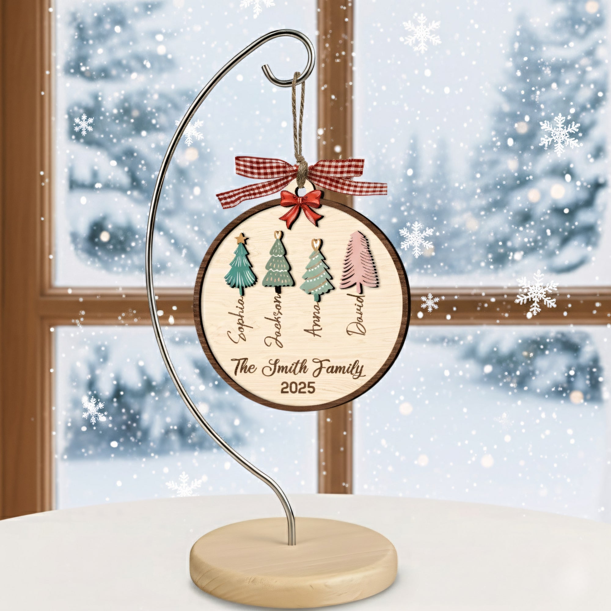 Personalized Family Layered Wood Ornament