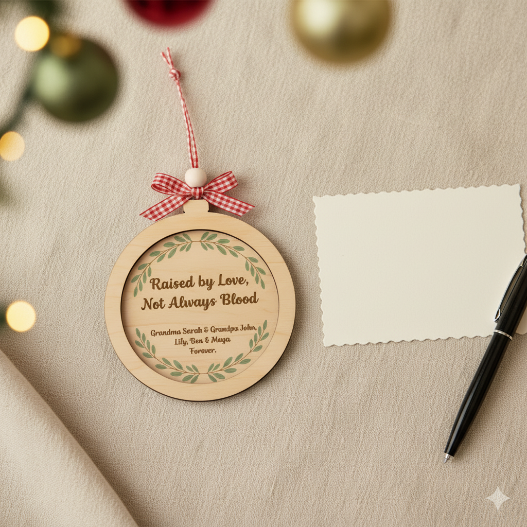 Personalized Grandfamily 2 Layered Wooden Ornament