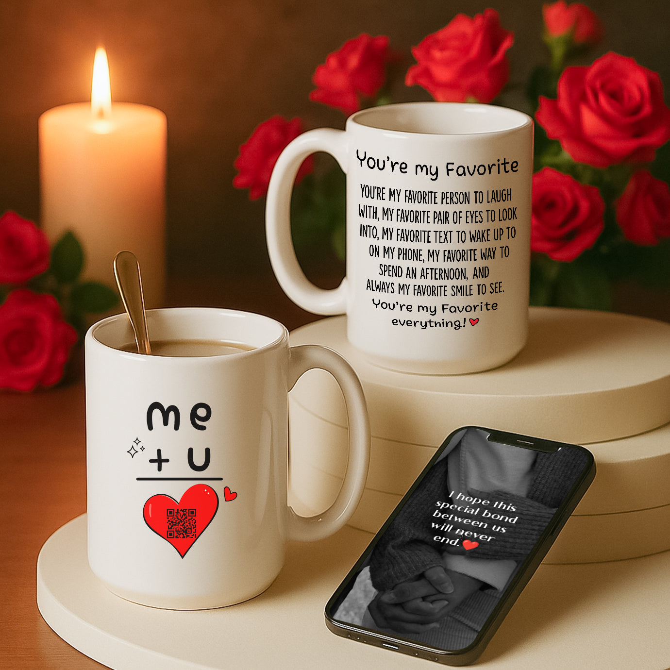 You & Me Couples Interactive QR Message Mug