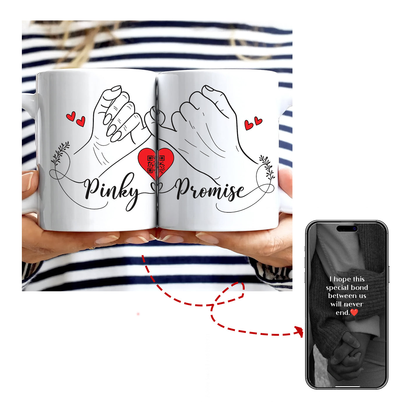 Custom Couple Name Mug with Interactive QR Love Message