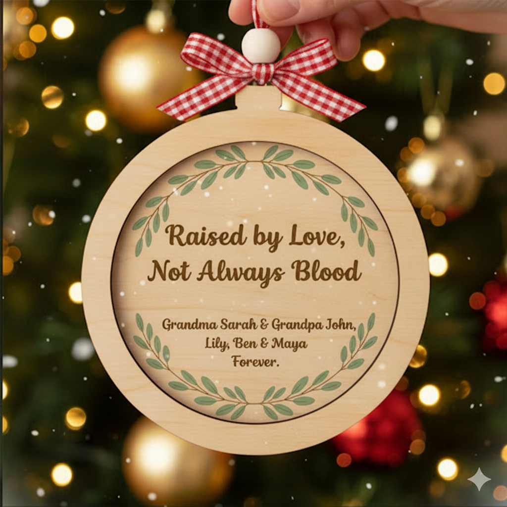 Personalized Grandfamily 2 Layered Wooden Ornament