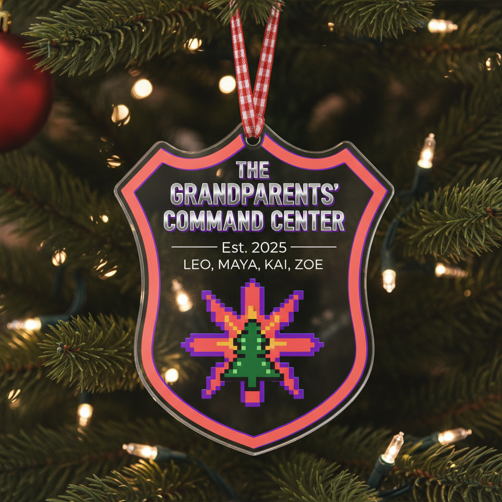 Grandparents Command Center Personalized Shape Acrylic Ornament