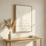Gold Angel Dog Memorial Frame - Personalized Minimalist Pet Loss Line Art Canvas/ Poster