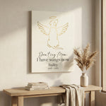 I Have Wings Now Gold Angel Line Art - Personalized Minimalist Dog Memorial Canvas/ Poster