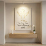 I Have Wings Now Gold Angel Line Art - Personalized Minimalist Dog Memorial Canvas/ Poster