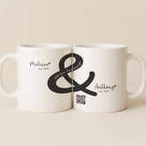 Personalized Ampersand Anniversary Couple Interactive QR Mug with Names
