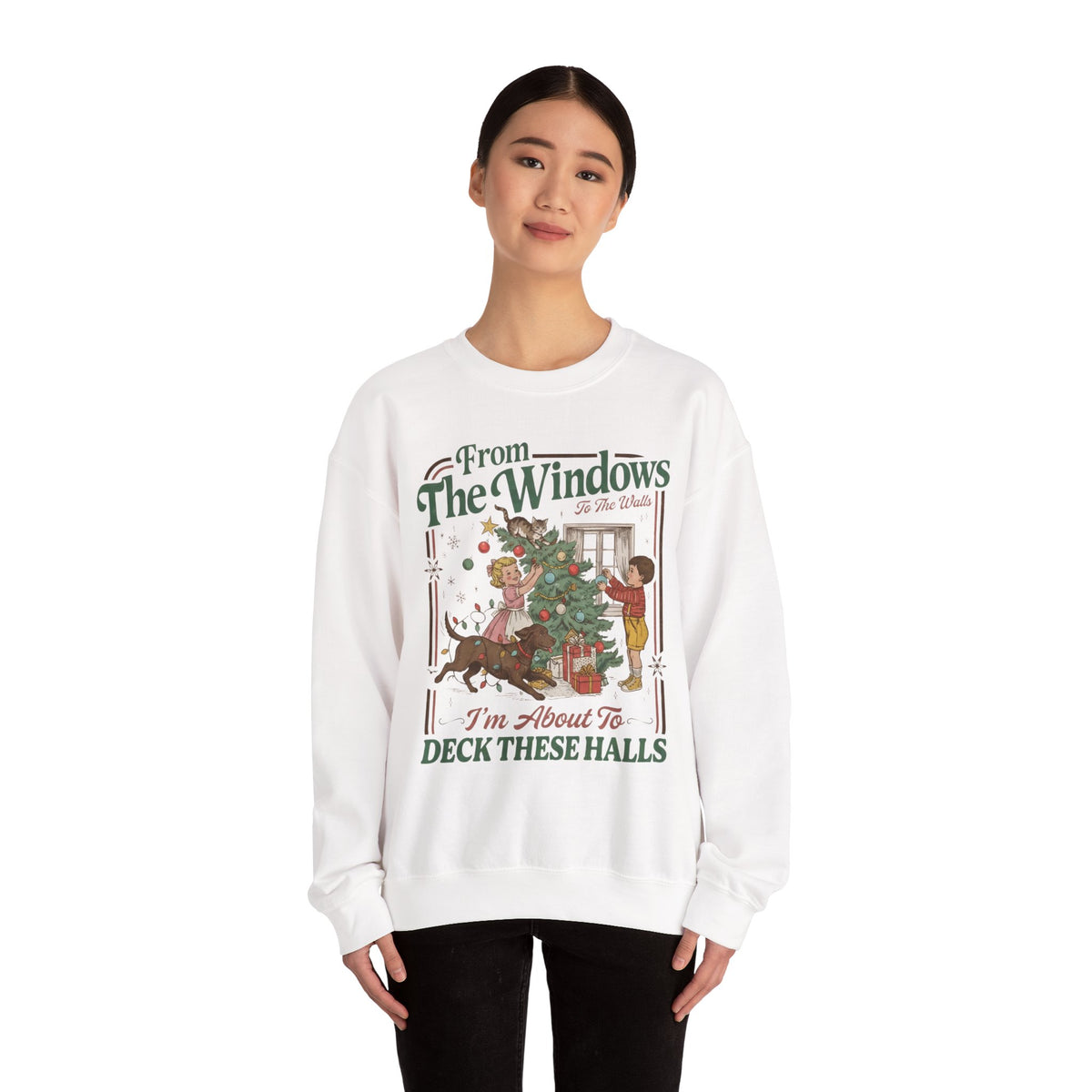 Vintage Christmas “Deck These Halls” Sweatshirt – From The Windows Holiday Crewneck