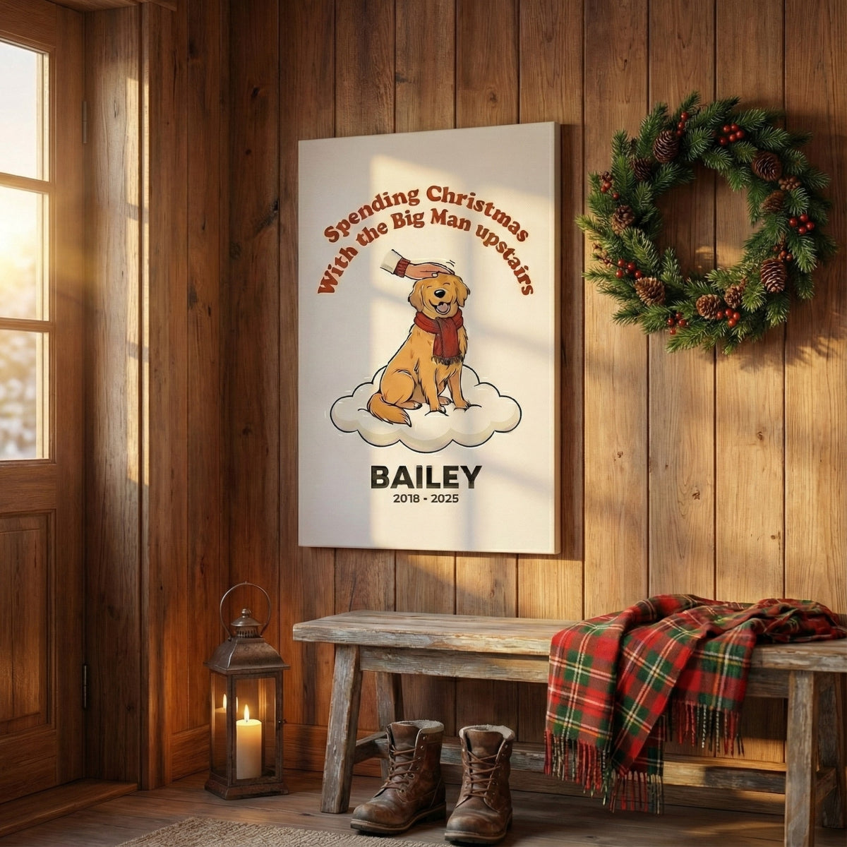 Christmas Dog Memorial Canvas/ Poster- Spending the Holidays with the Angels