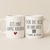 Let’s Have Coffee Together, Personalized QR Code Couple Mug
