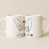 Personalized Couple Holding Hands Mug with Custom Names & Date Interactive QR Mug