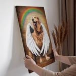 Rainbow Bridge Angel Dog Memorial Canvas - Personalized Photo & Wings Keepsake