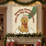 Retro Christmas Dog Memorial Canvas - Big Man Upstairs Quote, Personalized Holiday Pet Loss Gift