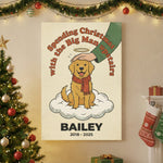 Retro Christmas Dog Memorial Canvas - Big Man Upstairs Quote, Personalized Holiday Pet Loss Gift