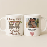 I Love You Slow Much – Personalized Sloth Couple Photo Interactive QR Mug