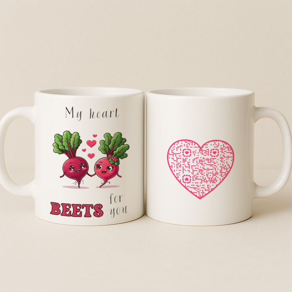 My Heart Beets for You  Interactive QR Code Couple Mug