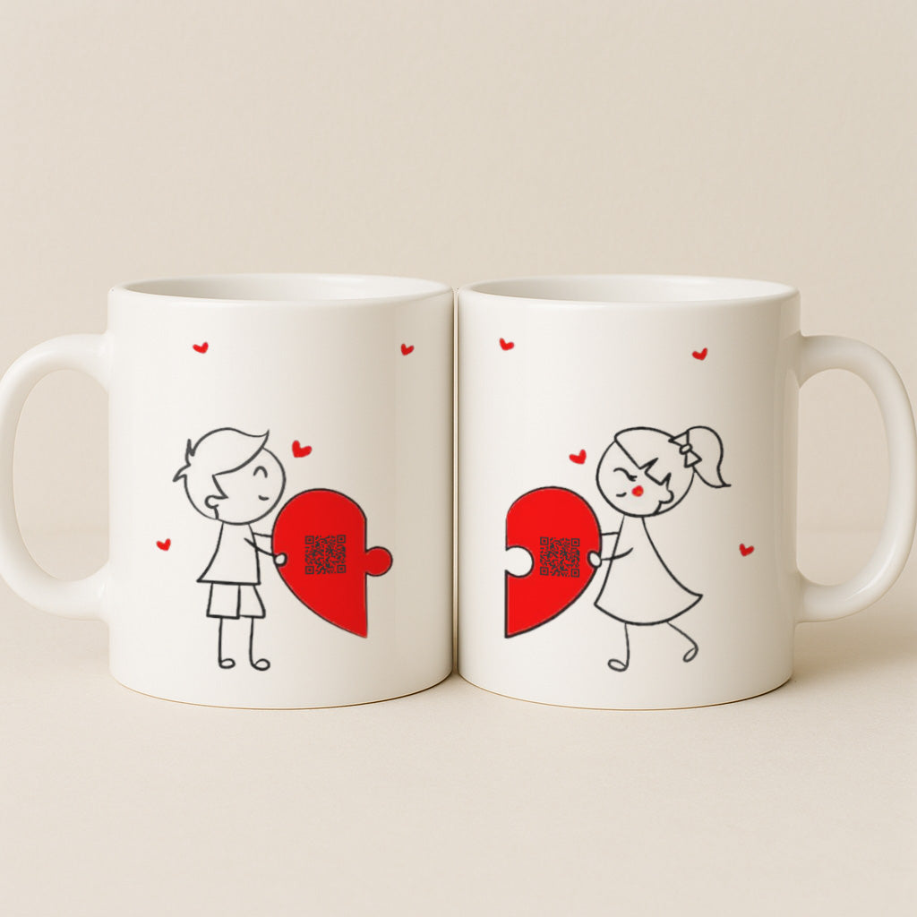 His And Hers Mugs, Interactive QR Mug, Anniversary Gift