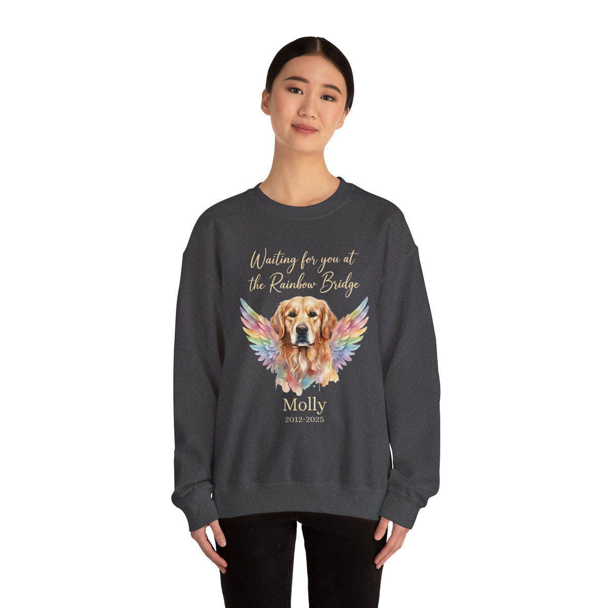 Rainbow Bridge Dog Memorial Sweatshirt – Personalized Portrait