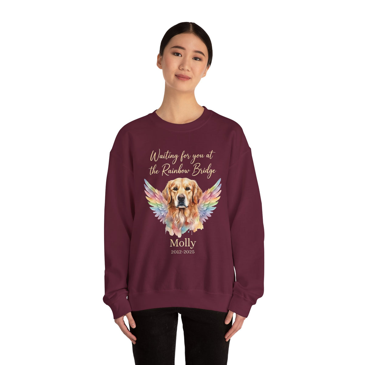 Rainbow Bridge Dog Memorial Sweatshirt – Personalized Portrait